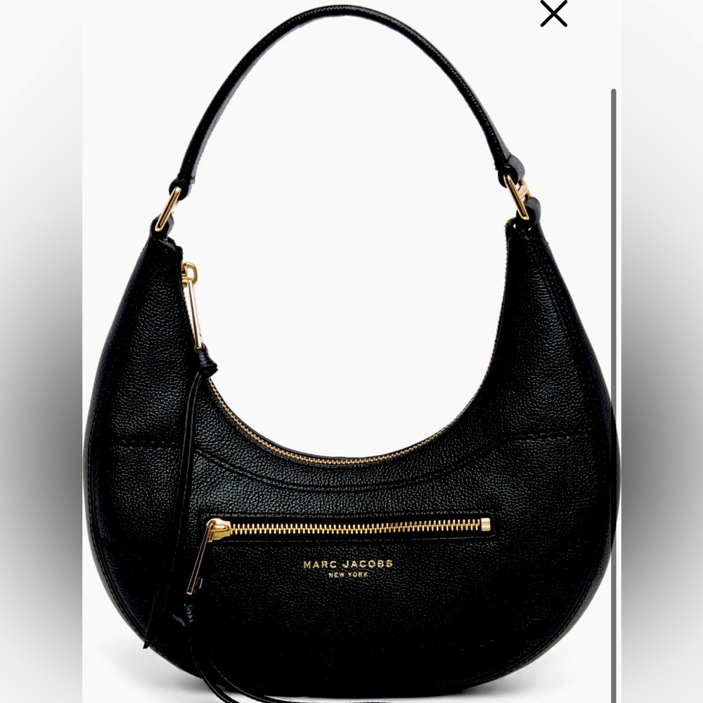 Marc Jacobs Black Leather Hobo with Gold Hardware